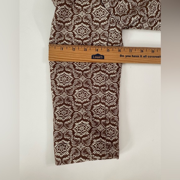 Worthington Short Blazer Jacket Women’s Sable Brown Jacquard/ Tapestry Geometric - Picture 6 of 12